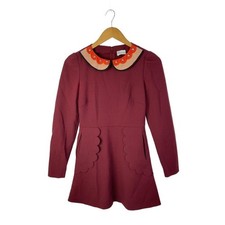 Red Valentino Womens Dress 38 Bordeaux Polyester Italy Designer Luxury Auth