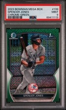 2023 BOWMAN MEGA BOX CHROME SPENCER JONES 139 GREEN REFRACTOR PSA MINT 9 /99