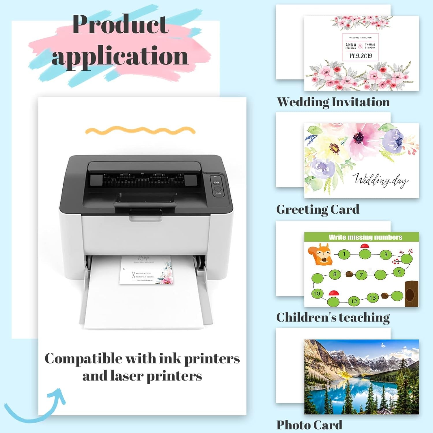 50 Sheets White Cardstock 8.5 x 11, 250gsm/92lb Thick x 11 inch, 