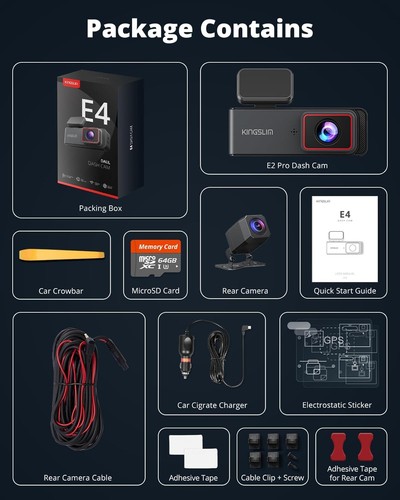 Kingslim 4K Dash Cam Front and Rear with 64GB SD Card, 5G WiFi Dash Camera for C - Picture 8 of 8