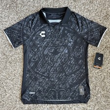 Charly Mexico Aztec Heritage Futbol Polo Shirt Black Soccer Men's Size Small NEW