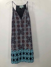 Skies Are Blue Blue Size Medium Printed Shift Knee Length Sleeveless Dress