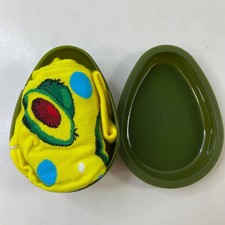Yellow Avocado Patterned Novelty Socks In Fun Green Avocado Shaped Packaging
