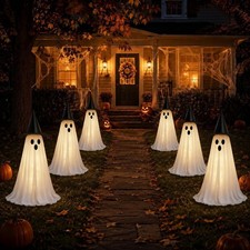 6Pcs Halloween Light up Spooky Ghosts with Hat Outdoor Decorations  Light up Sp