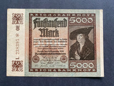 1922 Germany 5000 Mark Banknote - Early Hyperinflation Era - Reichsbank RARE!
