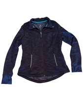 Tangerine Full Zip Active Jacket Navy Blue High Neck Thumbholes Womens Medium