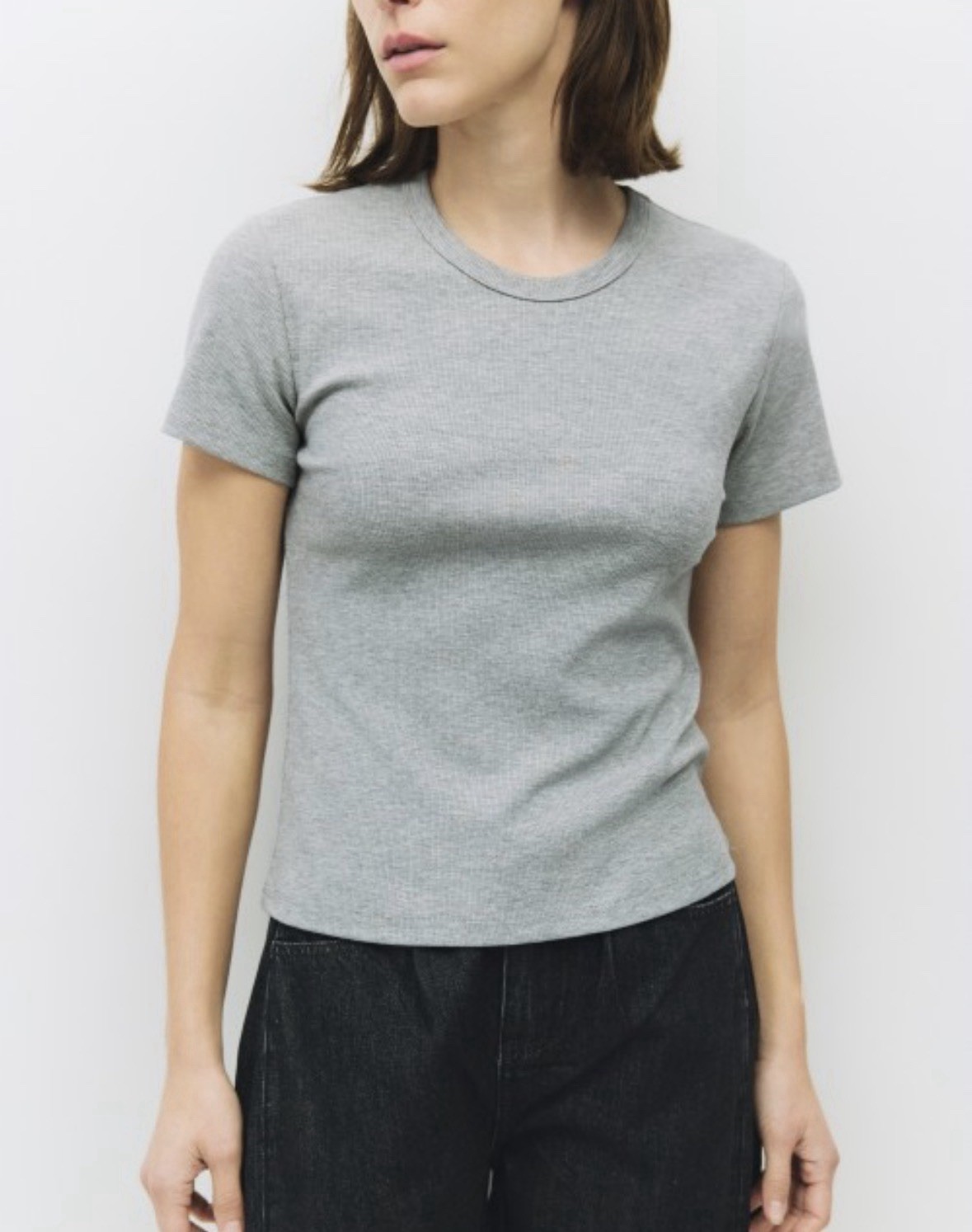 Mod Ref Women’s Miller Ribbed Tee Heather Grey Size Small NWT