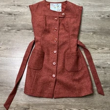 Anthropologie TABITHA Blustery Days Dress Womens 2 Tweed Belted Wool Blend