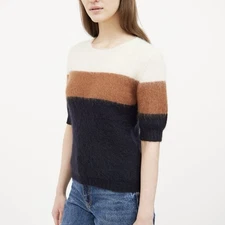 Dorothee Schumacher Striped Mohair Blend Short Sleeves Sweater Size 2/S