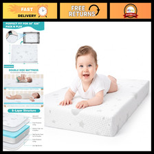 Dual Sided Memory Foam Pack and Play Mattress 38x26x3 Inch - Stars Moon Design