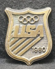 XE23121 SWEET VINTAGE 1980 U.S.A. OLYMPICS SPORTS EVENT MENS BRASS BELT BUCKLE