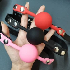 Lockable Open Mouth Gag Bondage Restraint Silicone Ball Gag BDSM Slave for Adult