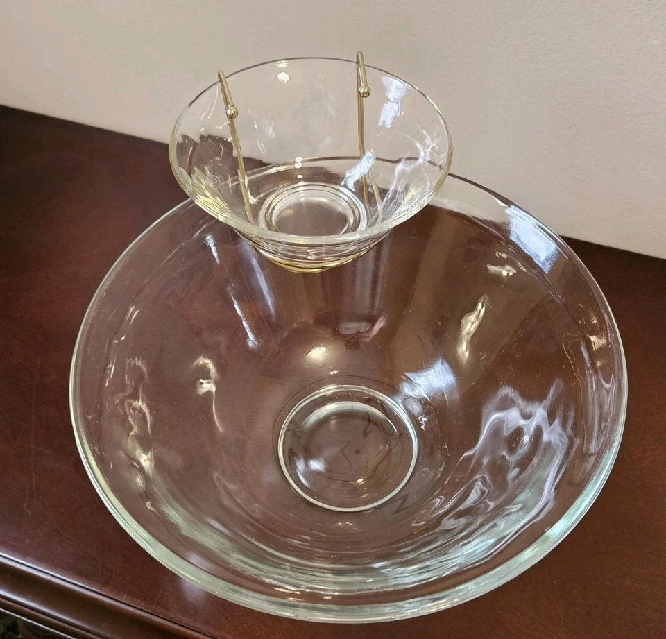 Juego de 3 piezas de cristal transparente vintage con soporte dorado para astillas y inmersiones Foto 3 de 4