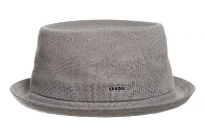 Kangol Bamboo Mowbray grey Sommer Pork Pie Stoff Hut Känguruh Logo