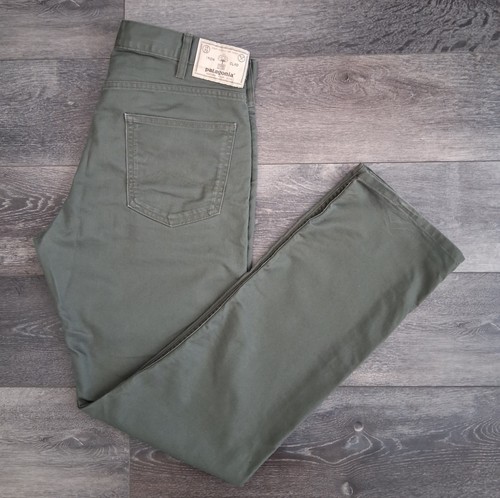 Patagonia Iron Clad Organic Cotton Chino Pants Straight Green Mens Size 34x32