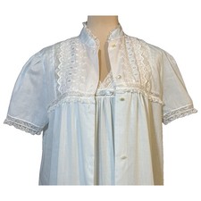 Vtg 70's Christian Dior Set Robe Med Nightgown Sm Peignoir Cotton Blend Union