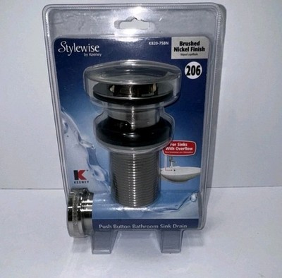 NEW Keeney Stylewise Push Button Bathroom Sink Drain BRUSHED NICKEL - K820-75BN
