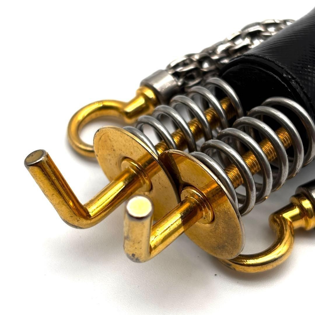 Prada Robot Keychain Keyring Bag Charm Triangle Logo Saffiano Leather Black Auth thumbnail 8