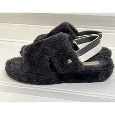 Kate Spade Womens Slipper Mozzy 7.5M Black Faux Fur Slingback Slide House Shoe