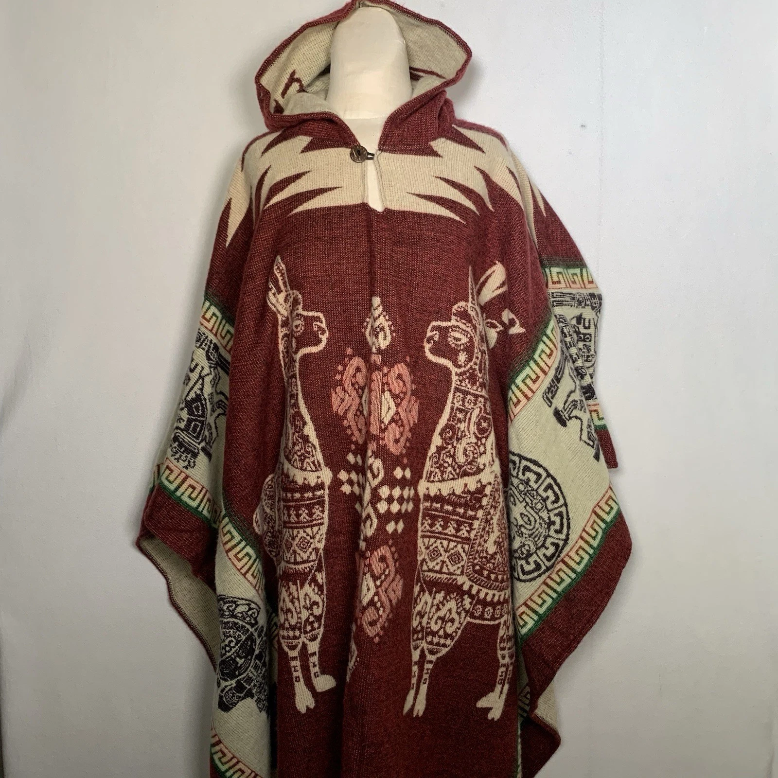 Lana Wool Fringe Hooded Poncho Boho Cozy Lama Pattern Natural Grocers
Opens in a new window or tab
