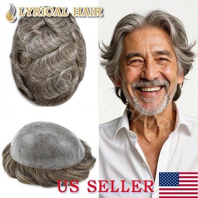 Full PU Skin 0.10mm Men Toupee All Colors Human Hair System Injection Hairpiece