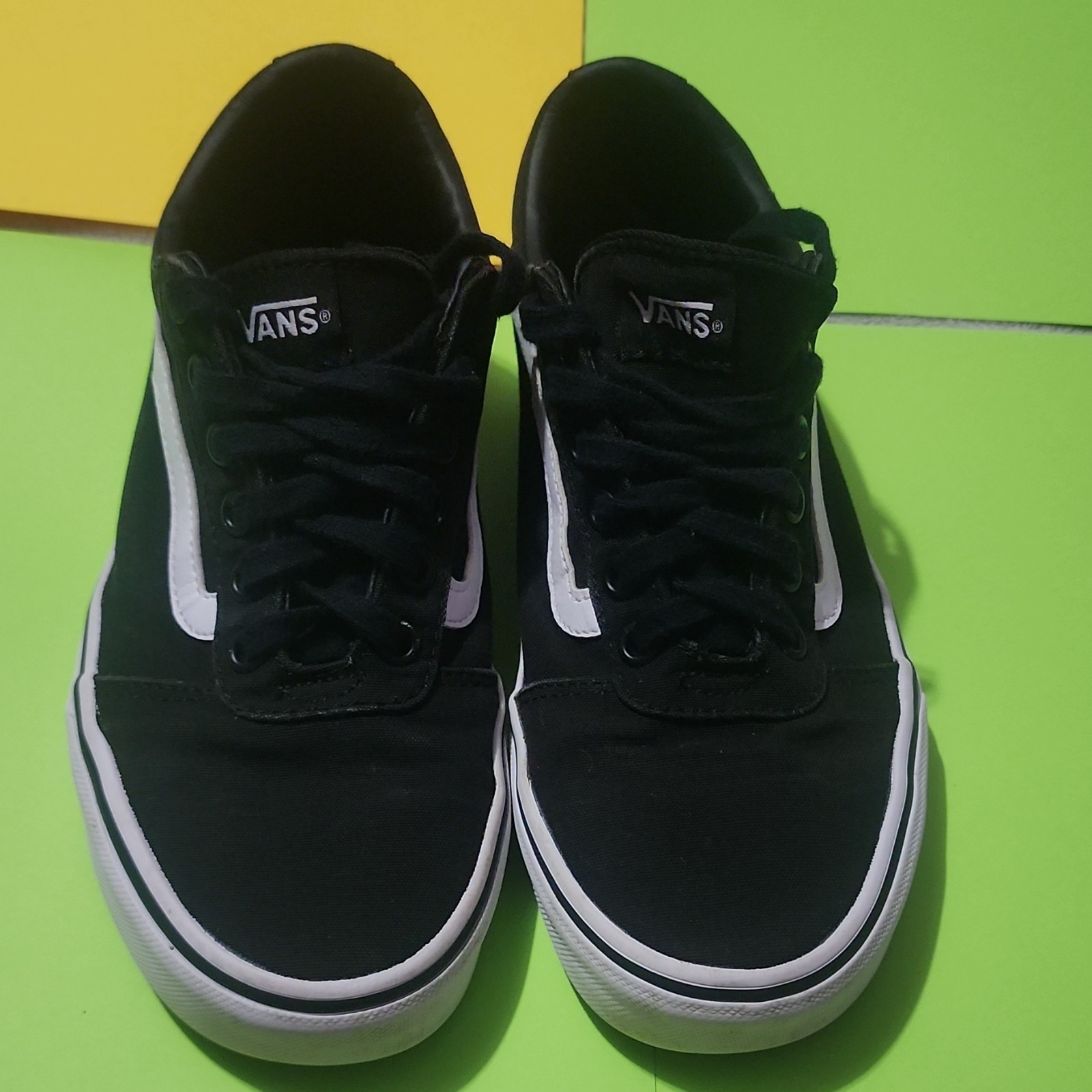 VANS Off The Wall Women's Black White Canvas Low Top Sneakers Lace Up