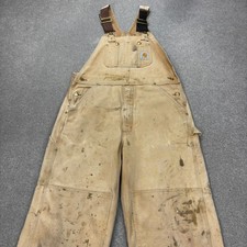 Carhartt Dungarees Adult 32x30 Tan Overalls Double Knee Bib Canvas Duck Men