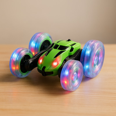 2.4GHz RC Stunt Car Double-Side Roll 360 Rotate LED Light-Up Wheels Age 6+
