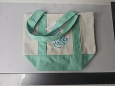 NWT TRADER JOES Mini Canvas Tote Bag Spring 2025 PASTEL GREEN Easter Fun
