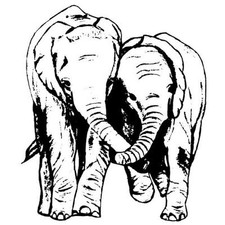 ELEPHANT FRIENDS lg. unmounted rubber stamp Africa, wild animals, love 17