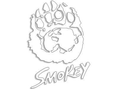 7x10 inch LARGE White Vinyl Smokey Bear PAW Sticker (forest camp decal) Licensed
