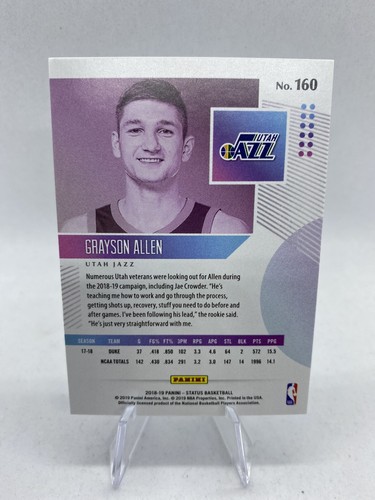 2018-19 Donruss Rated Rookie # 156 Grayson Allen Utah Jazz Rookie Card Lot - Picture 3 of 5