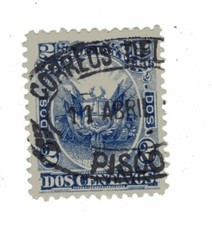 PERU, YV # 21, ELIPTICO FECH CANCEL, VF