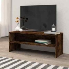 Small Rustic TV Stand Dark Wooden Media Unit Vintage Cabinet With Shelf Lowboard