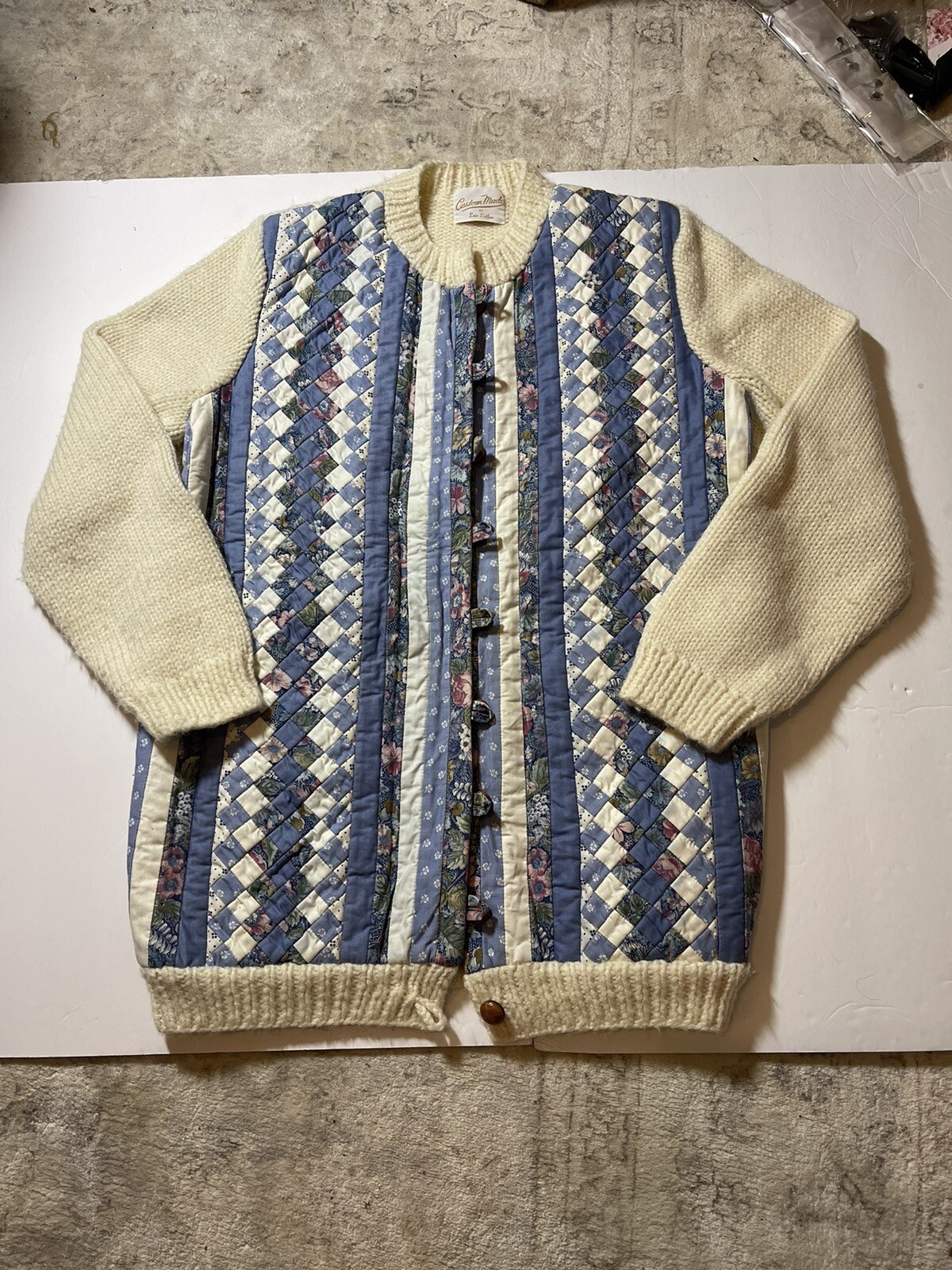 Handmade Quilt Front Patchwork Sweater Jacket - image 1