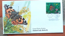 PAINTED LADY BUTTERFLY GREAT PLAINS PRAIRIE   2001  FLEETWOOD CACHET FDC UNADDR