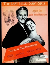 1954 The Last Time I Saw Paris w/ Elizabeth Taylor Movie Theme Song Sheet Music