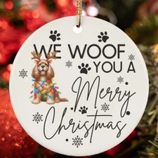 Merry Christmas English Cocker Spaniel Dog Woof Xmas Lover Ornament Gift Decor