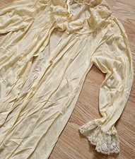 Philmaid Vtg Womens Small Chamise Lace Soft Yellow Robe Button Up Nightgown