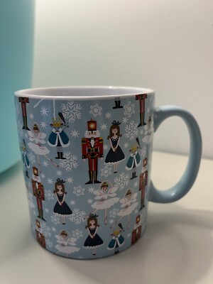 FAO Schwarz Nutcracker Ballet Snowflake Blue Ceramic Coffee Mug Large 20oz