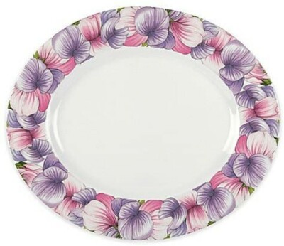 Portmeirion Botanic Blooms Sweet Pea Spring Floral Oval Platter 14'' Pink Purple