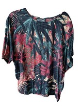 VTG 90s Karen Kane Tunic Top Shirt Womens Sz 14 Multicolor Artsy S/S USA Made