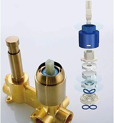 YJROOMS Brushed Gold Concealed Shower Set Rould Brass Bathroom Shower Mixer Syst - Picture 4 of 7