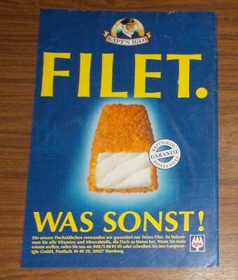 Seltene Werbung KÄPT'N IGLO Fischstäbchen - Filet - Was sonst! 1997