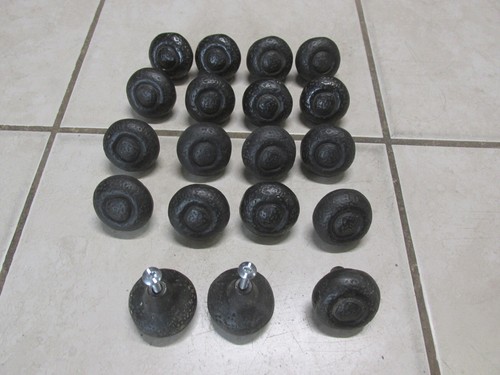 {Lot of 19} Hammered Dark Black Iron Cabinet Knobs - Picture 1 of 4