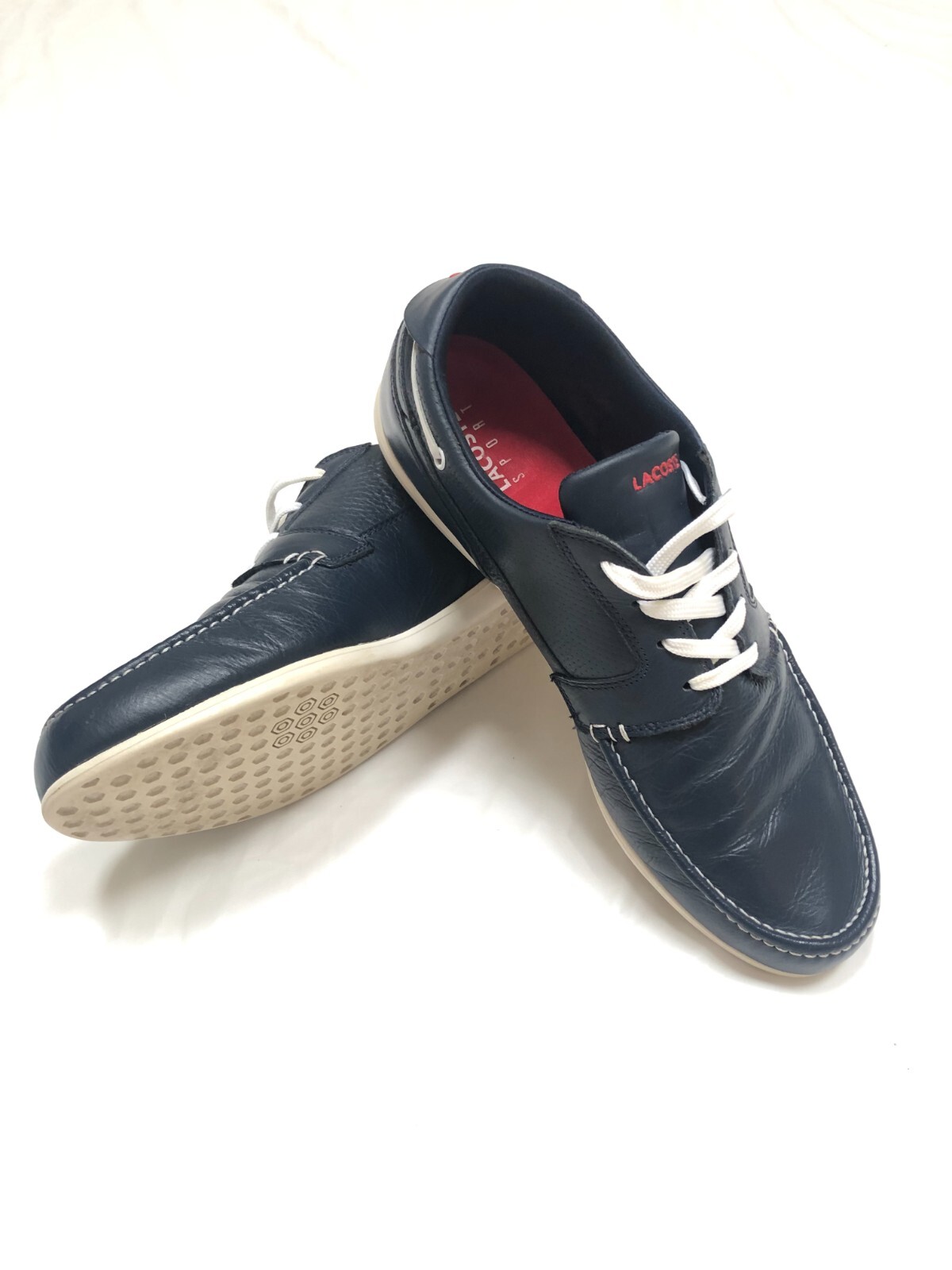 Lacoste Mens Sport Casual Leather Deck Boat Shoes Blu… Gem