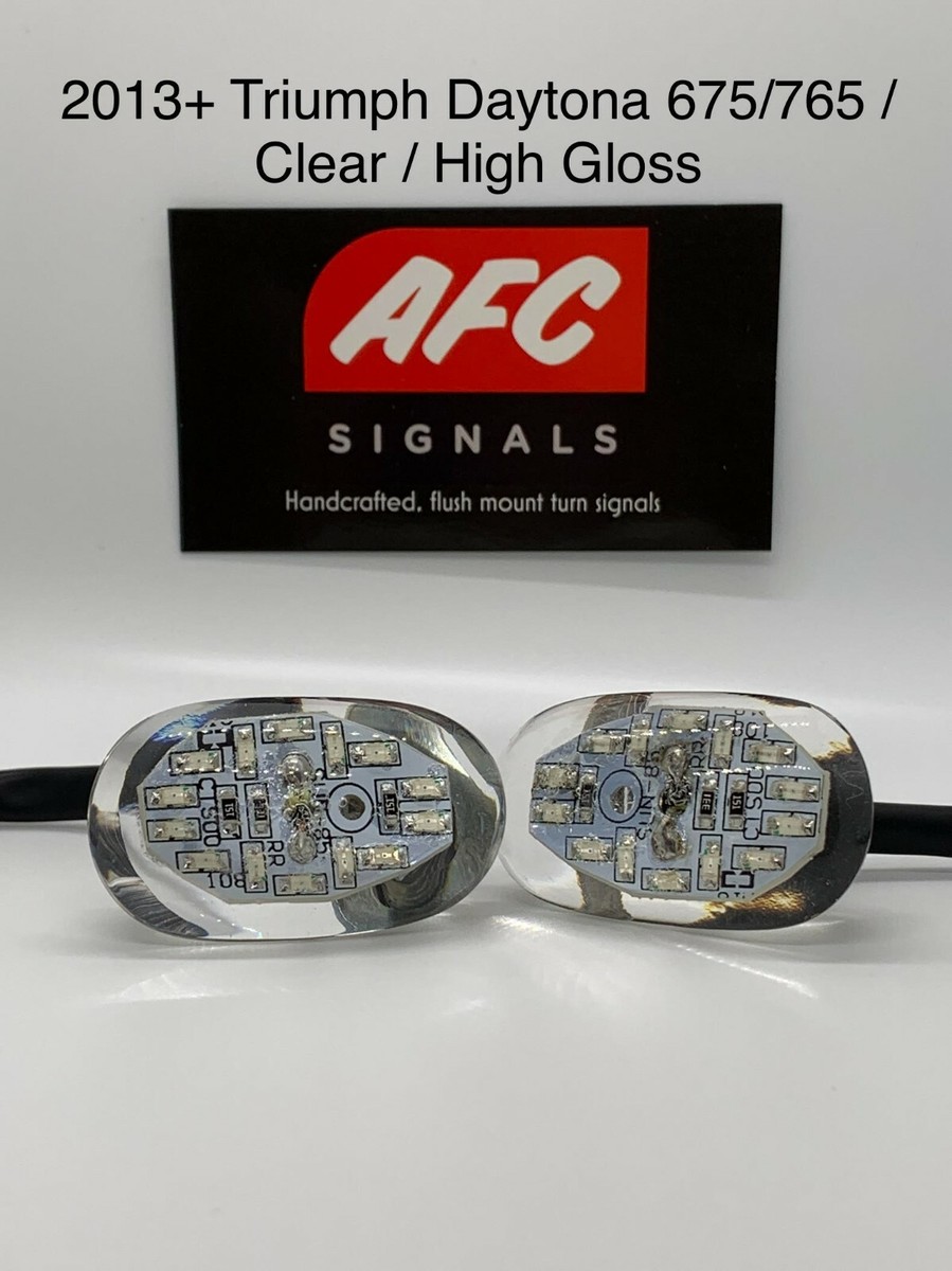 Flat Mount LED Front Turn Signal Lights For Triumph Daytona 675/675R/Moto2 765 - Smoked Lens, Plug & Play