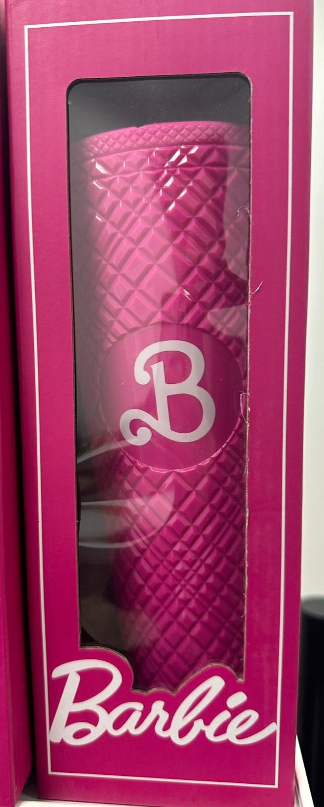 Barbie 24oz Hot Pink B Letter Movie Tumbler with Lid & Straw