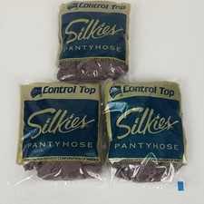 3 Vintage Silkies Pantyhose Large Taupe 735 114 Control Top Support Leg Hose