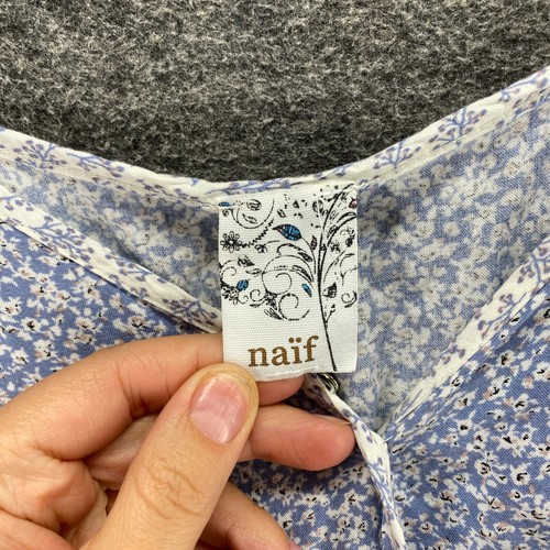 Naif Dress Women M Medium Blue Floral Maxi Long V-Neck Belted Sleeveless Rayon - 第 5/9 張圖片